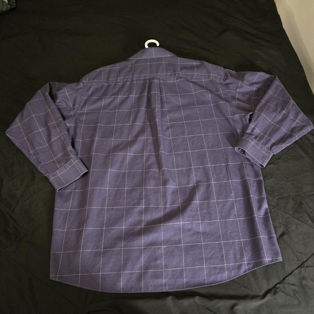 Jos. A. Bank Dress Shirt Mens XL 100% Cotton Blue Plaid Traveler Button Up - Picture 5 of 6
